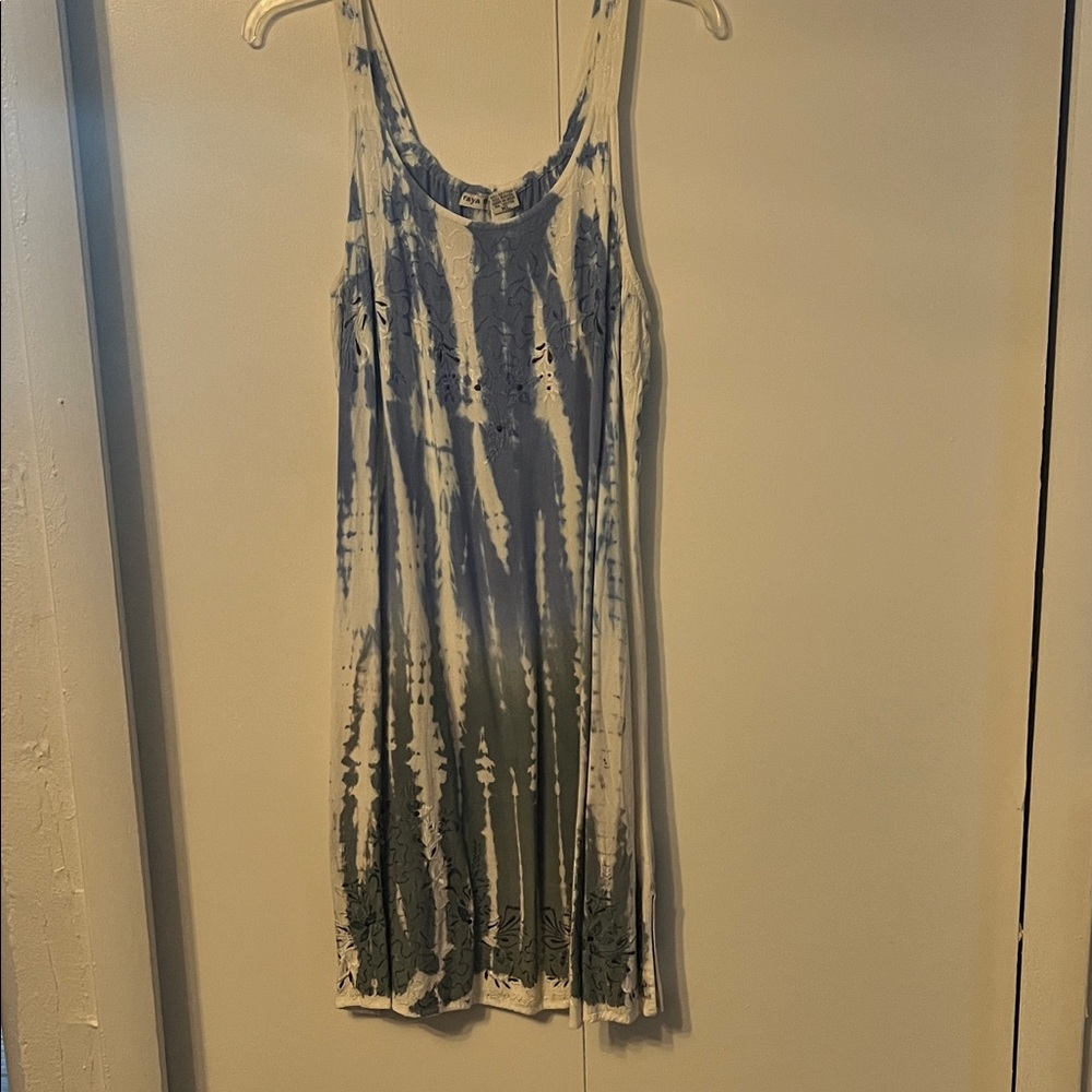 Raya Sun Blue and White Tie-Dye Dress